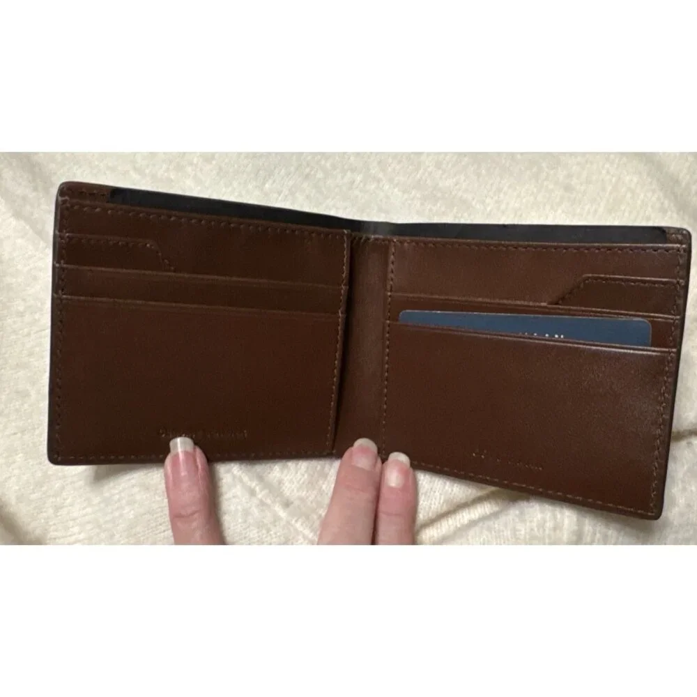 Men's Cole Haan Bifold Compact Billfold Wallet Brown Leather Classic NEW $179